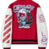 Scorpio Red and White Wool Varsity Jacket