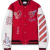 Scorpio Red and White Wool Letterman Jacket - Unisex