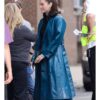 Selena Gomez OMITB 2025 Blue Leather Coat