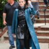 Only Murders in the Building 2025 Selena Gomez Blue Leather Coat