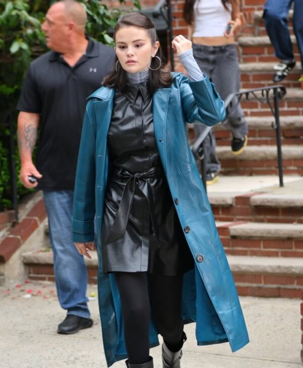 Only Murders in the Building 2025 Selena Gomez Blue Leather Coat