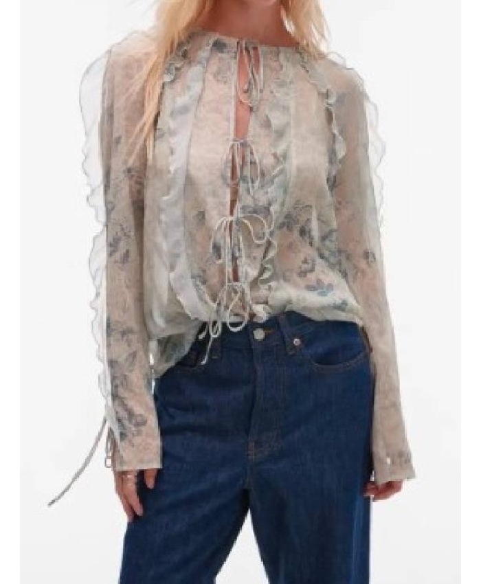 The Young and the Restless Sharon Newman Floral Ruffle Blouse