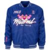 1963 Pink Panther Miami Full-Snap Blue Satin Varsity Jacket