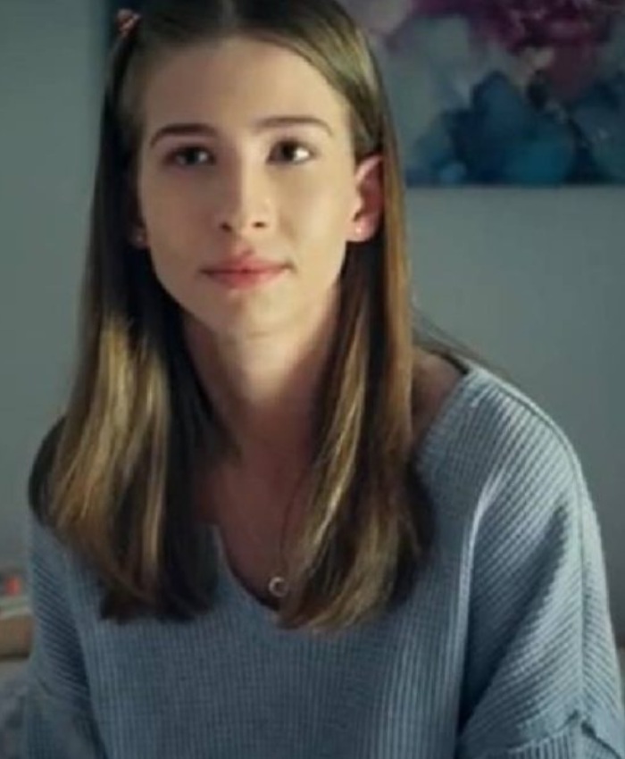 Shop Jaeda Lily Miller Film Before Your Father Finds Us 2025 Emily Sweater In Gray