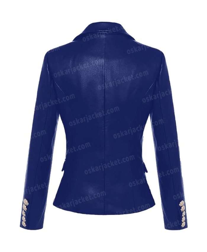 Kim Kardishian Leather Blazer Coat For Women