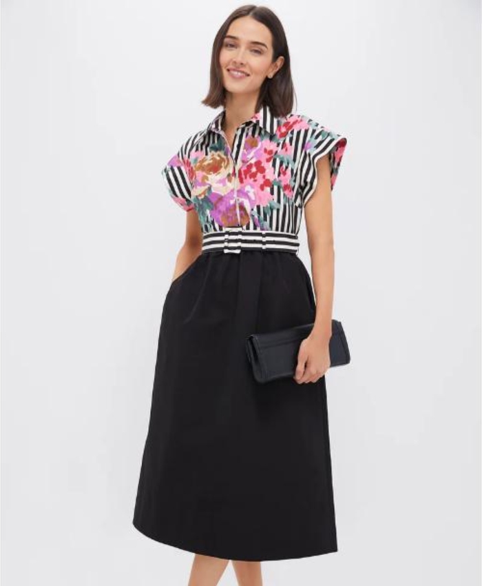 Shop Leanne TV-Series Leanne 2025 Leanne Morgan Floral Striped Shirt Dress