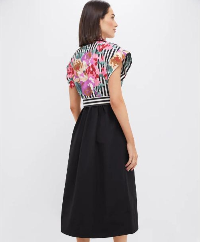 Leanne S01 Leanne Morgan Floral Striped Shirt Dress