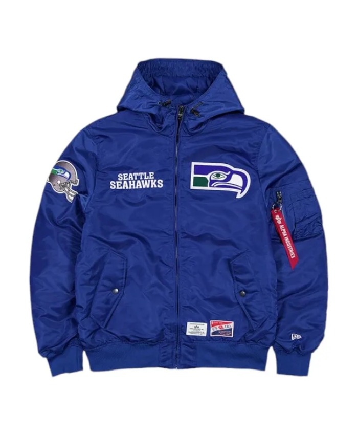 Buy Seattle Seahawks x Alpha Industries Blue L-2B Bomber Jacket