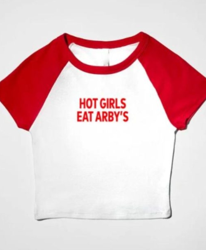 Sophie Cunningham Hot Girls Eat Arby’s Red & White Printed T-Shirt