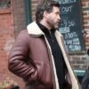 Dr. Death S2 Edgar Ramirez Brown Shearling Leather Jacket