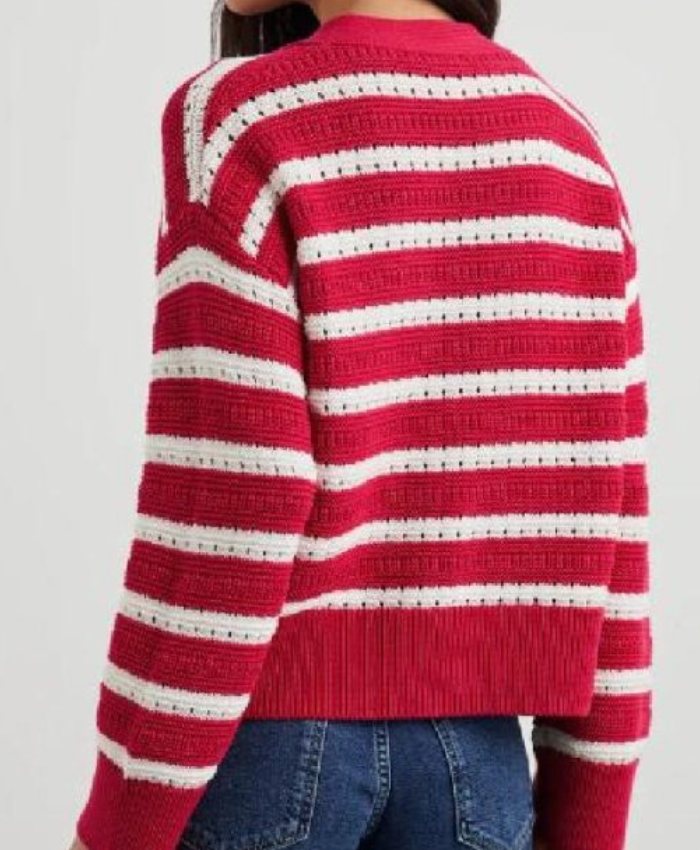 TV Series Leanne 2025 Leanne Morgan Striped RedWhite Cardigan