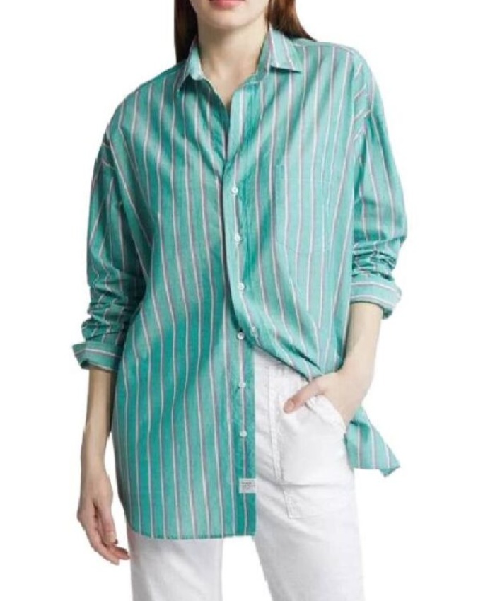 TV Series Leanne Season 01 Morgan Green Striped Shirt