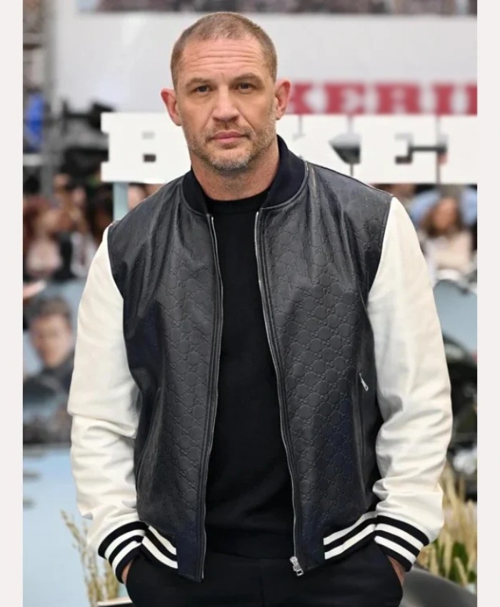 The Bikeriders Premiere Tom Hardy Leather Bomber Jacket