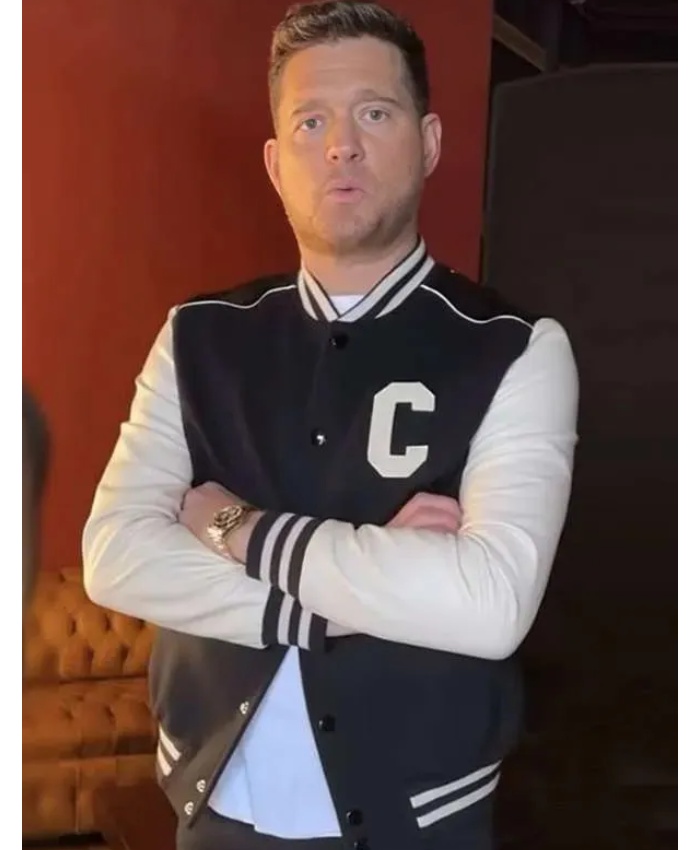Michael Buble The Voice S28 Black Varsity Jacket