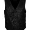 Skull Wings Tribal Black Leather Vest
