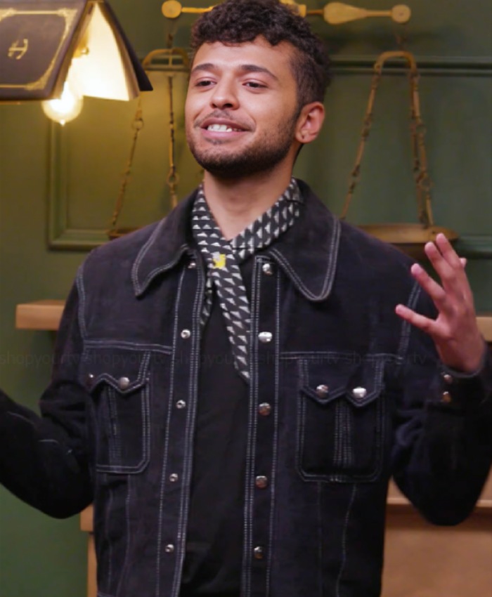 Shop Smartypants S02 Blue Suede Contrast Stitch Suede Leather Jacket