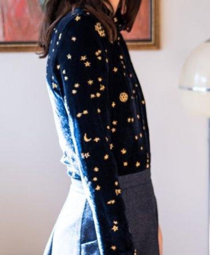 Shop Smartypants Season 02 Navy & Gold Star Velvet Top