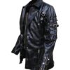 Buy Steampunk Gothic Men Leather Maroon & Black Coat Jacket