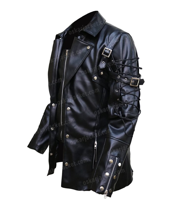 Buy Steampunk Gothic Men Leather Maroon & Black Coat Jacket