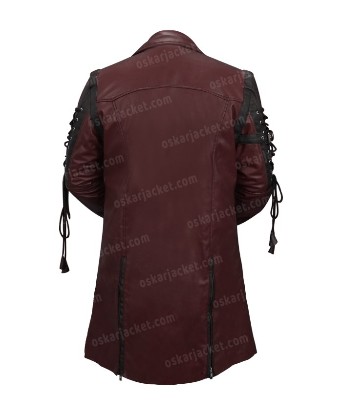 Steampunk Gothic Men Leather Maroon & Black Coat Jacket