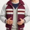 Shop Stranger Things Season 5 Lucas Sinclair Burgundy and Gray Jacket