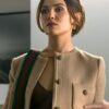 Shop TV Series The Waterfront 2025 Peyton Buckley Cropped Boxy Jacket - Camel