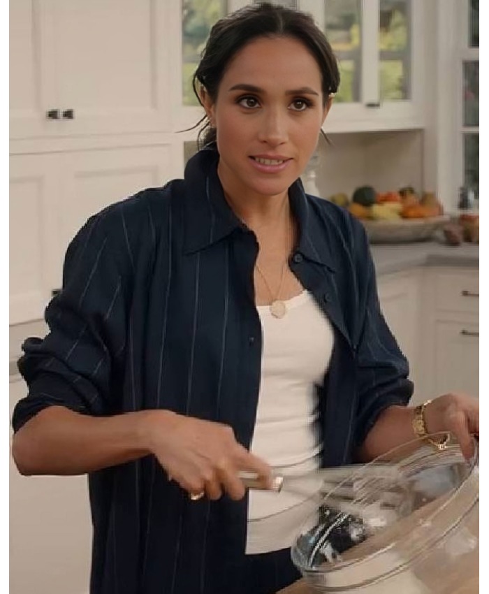 With Love Meghan 2025 Meghan Markle Black Striped Shirt