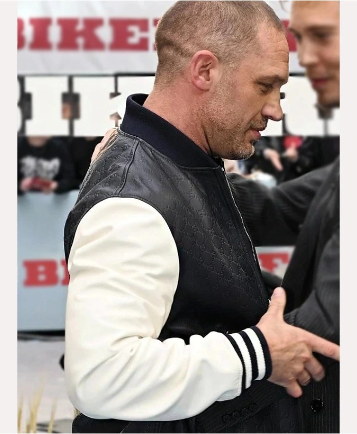 Shop The Bikeriders Premiere Tom Hardy Leather Bomber Jacket