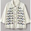 Joyce The Thursday Murder Club 2025 Celia Imrie White Floral Embroidered Shirt