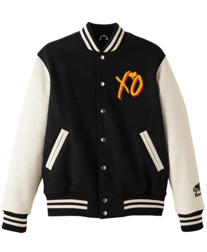 Xo The Weeknd Wool And Leather Varsity Jacket - Black and White