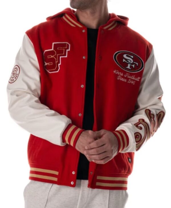 San Francisco 49ers Red Hooded Varsity Jacket