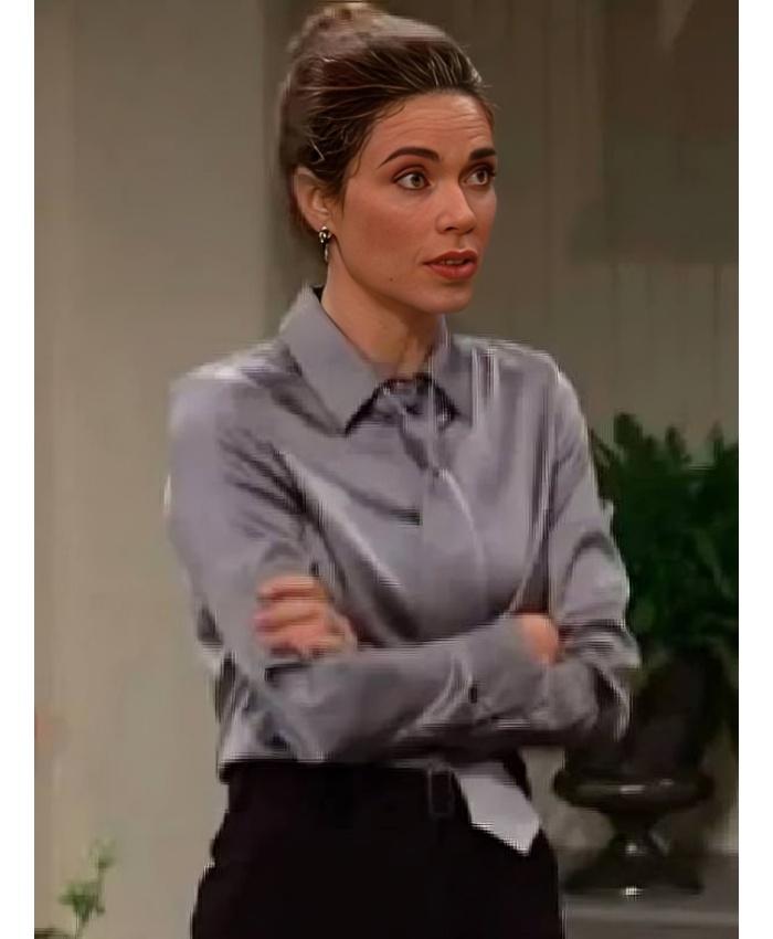 The Young and the Restless 2025 Amelia Heinle Silk Neck Tie Gray Shirt