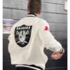 Tom Brady Raiders Varsity Bomber White Jacket