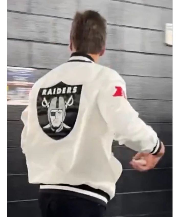 Tom Brady Raiders Varsity Bomber White Jacket