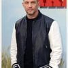 Tom Hardy The Bikeriders Premiere Black and White Leather Bomber Jacket Buy Now