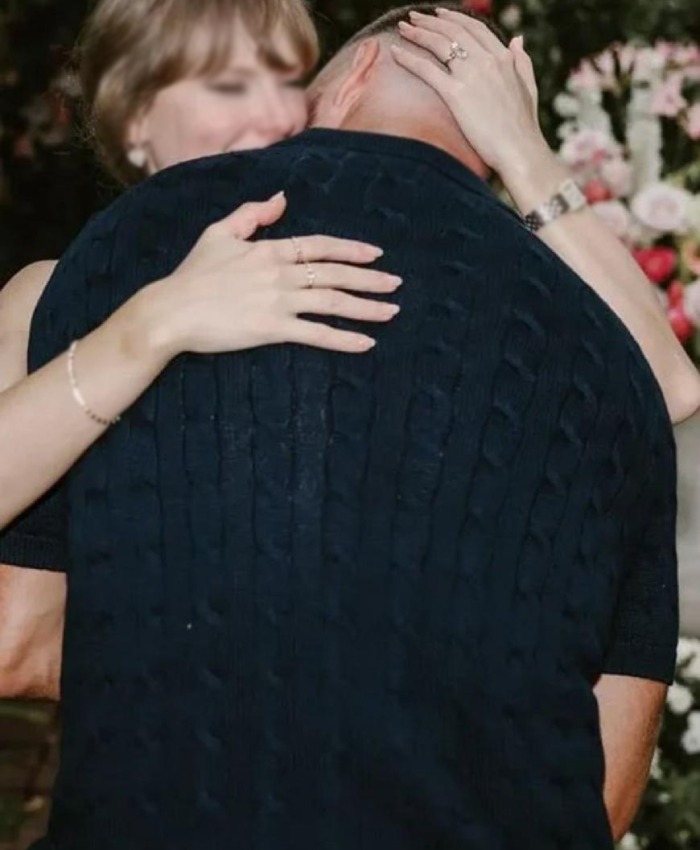 Travis Kelce Engagement Polo Collar Navy Blue Shirt