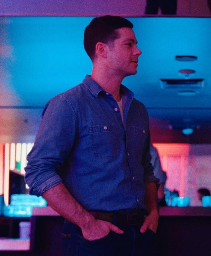 Roman/Rocky Twinless 2025 Dylan O'Brien Blue Denim Shirt