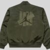 UNDEFEATED X Jordan Khaki Green Satin Bomber Jacket