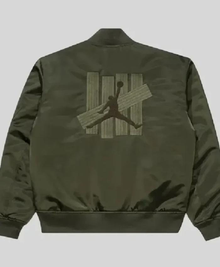 UNDEFEATED X Jordan Khaki Green Satin Bomber Jacket