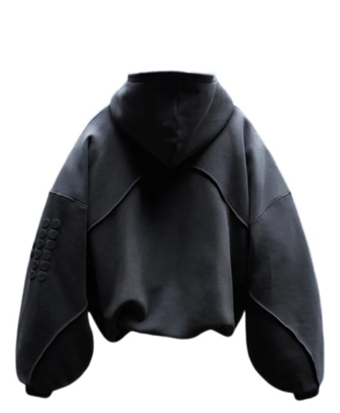 Unisex Oversized Black Huni Pullover Hoodie