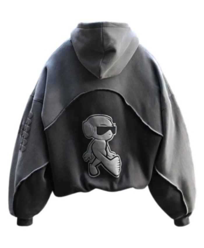 Unisex Oversized Grey Huni Pullover Hoodie