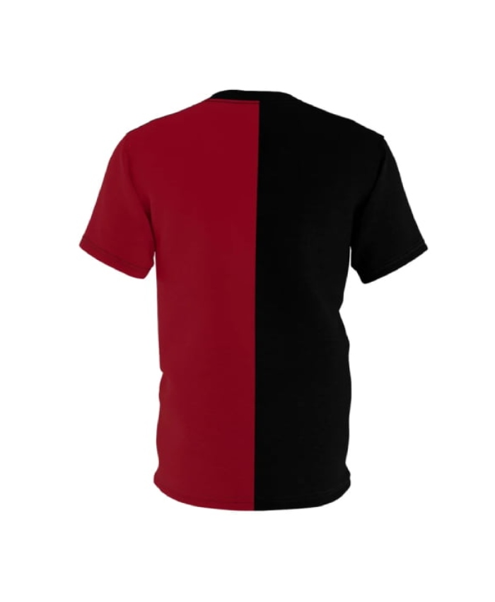 Red And Black Color Block Shirt