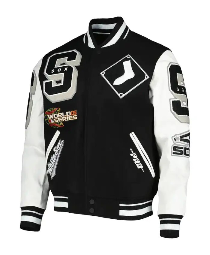 Unisex - White Sox Black And White Letterman Varsity Jacket