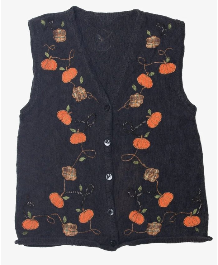 Vintage Bobbie Brooks Halloween Vest with Pumpkin Design