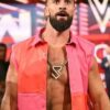 WWE Monday Night RAW 2025 Seth Rollins Pink and Red Leather Vest