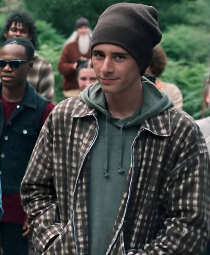 Georgie Farmer TV Show Wednesday S2 Ajax Petropolus Checkered Jacket