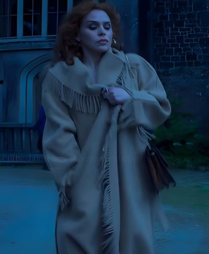 Isadora Capri TV Series Wednesday S02 Billie Piper Fringe Coat
