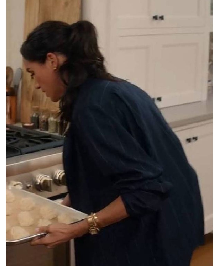 TV Series With Love Meghan 2025 Meghan Markle Black Striped Shirt