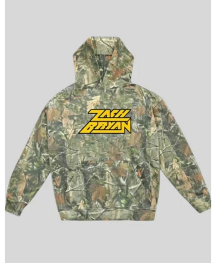 Zach Bryan 2025 Camouflage Pullover Fleece Hoodie