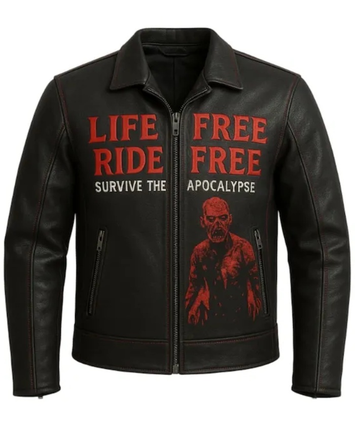 Zombie Apocalypse Moto Leather Biker Jacket